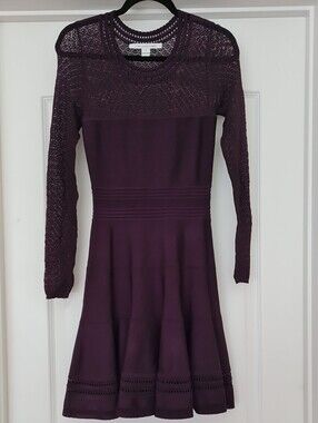DVF Plum Knit Long-Sleeve Dress